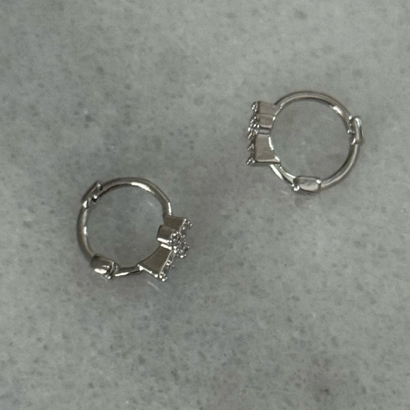 Silver Cross Crystal Small Huggie Hoop Earrings
Brand New - Picture 2 of 4